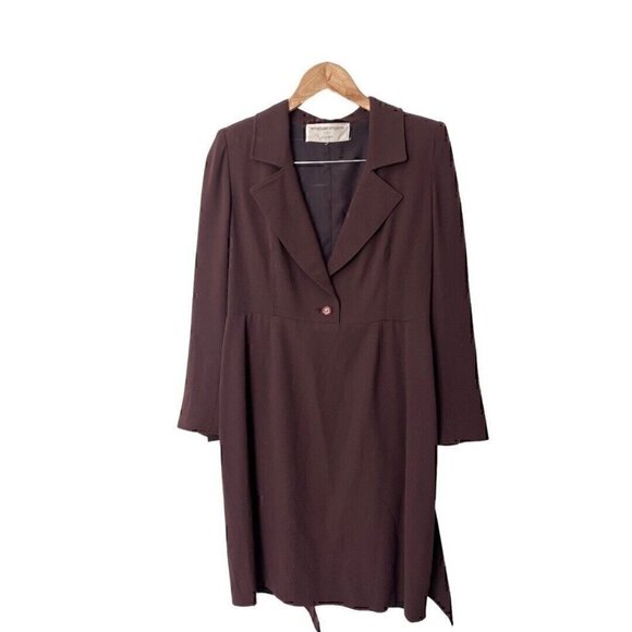 Vintage 90s Emanuel Ungaro Parallele Brown Dress 8 10 - Picture 4 of 7